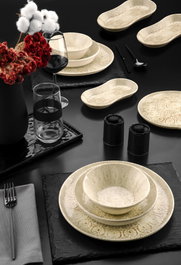 Hermia N25001 Vajilla de Porcelana 27 Piezas Color Crema Apta para Lavavajillas y Microondas